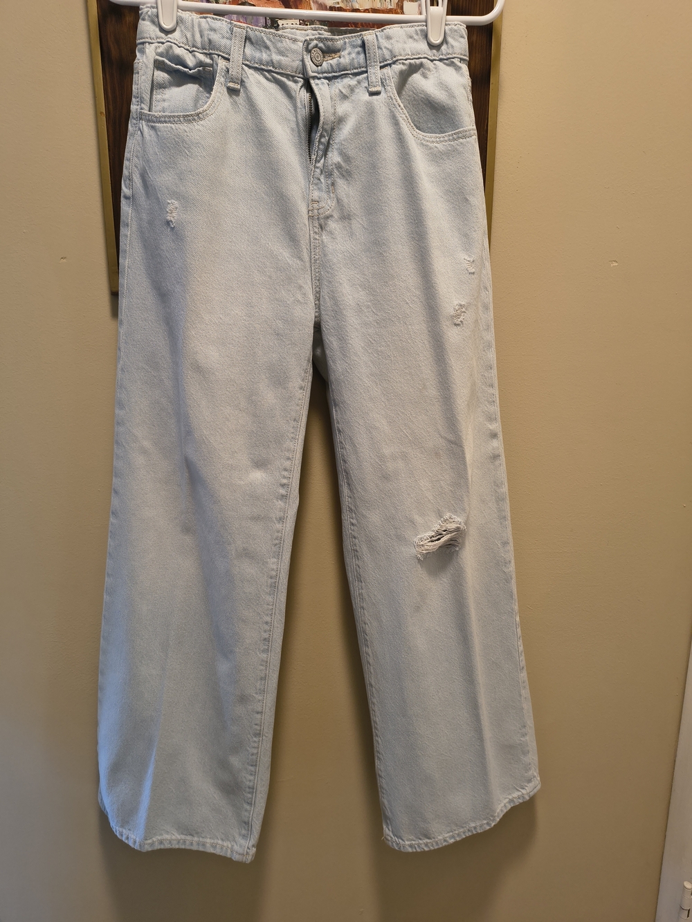 Old Navy Light Blue Wide Leg Distressed Jeans Built In Tough